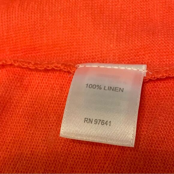 J. JILL LOVE LINEN 100% WOMEN OPEN FRONT KNIT CARDIGAN ORANGE MP. - Picture 8 of 13